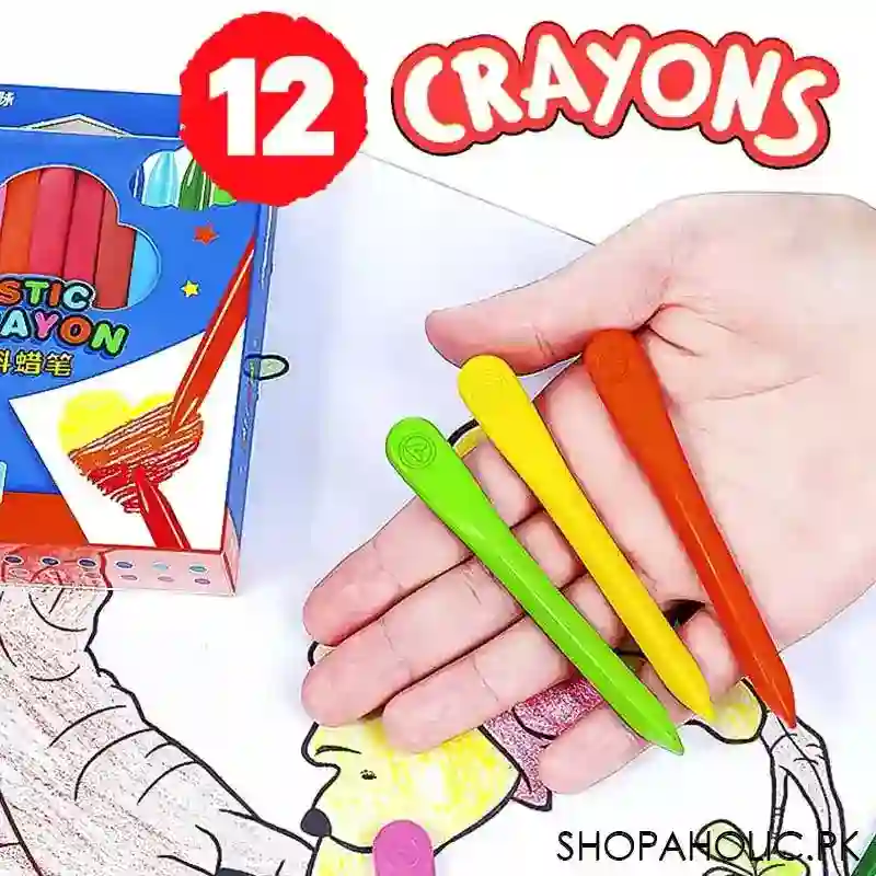 12pcs plastic crayons pencil colour set for student kids main image