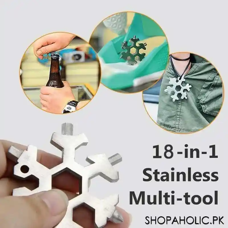 18 in 1 snowflake stainless steel multi tool keychain main image