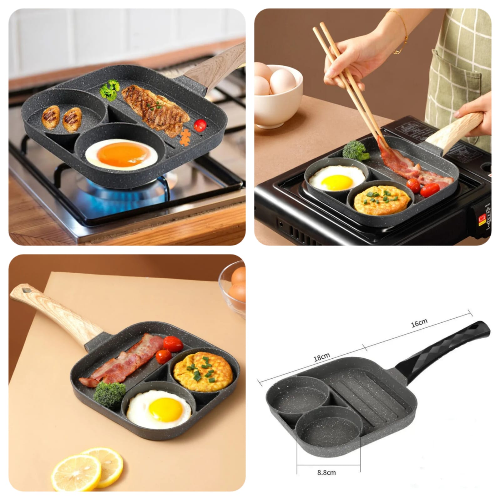 3 Compartment Frying Pot Pan - image 4