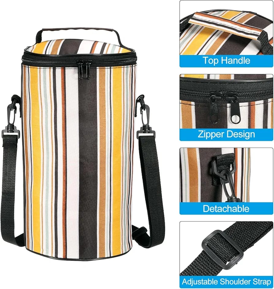 Striped Zipper Lunch Box Insulation Bag - image 2