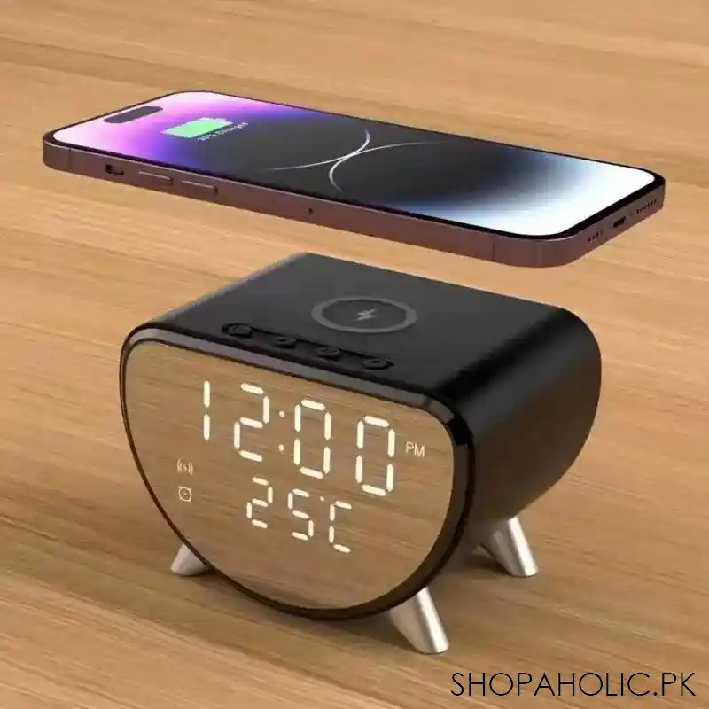 3 in 1 wireless charging desk digital alarm clock with temperature monitor image2