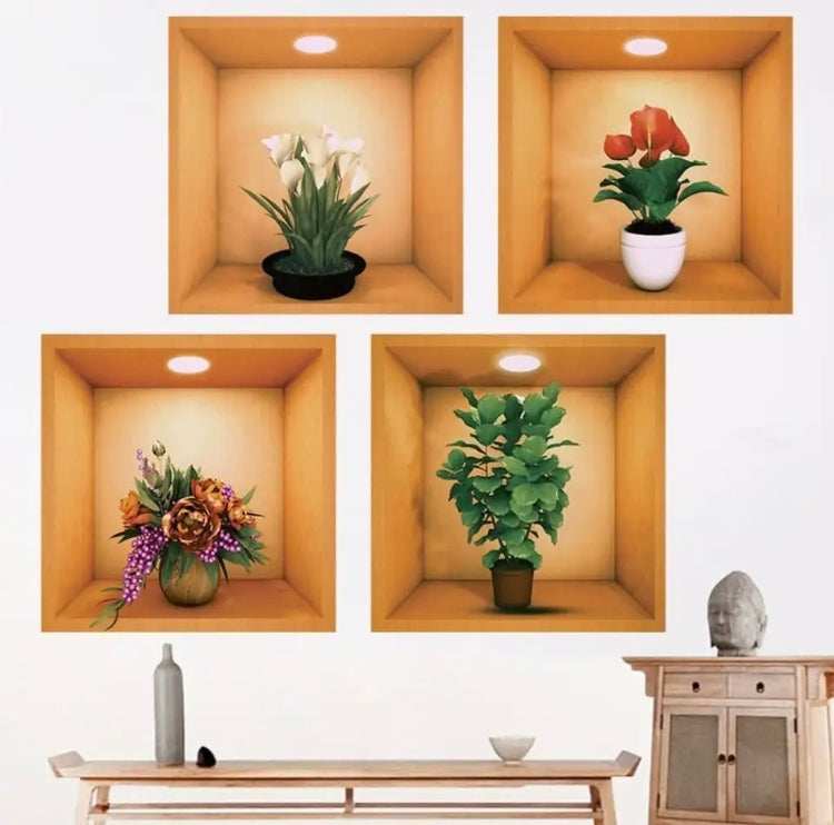 Set Of 3 Potted Plant Wall Sticker - image 2