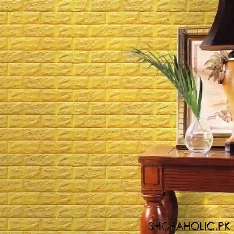 3d foam brick wallpaper stickers (yellow color) main image