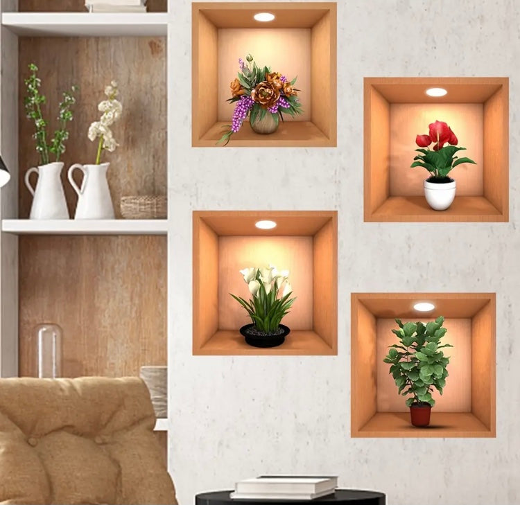 Set Of 3 Potted Plant Wall Sticker - image 1