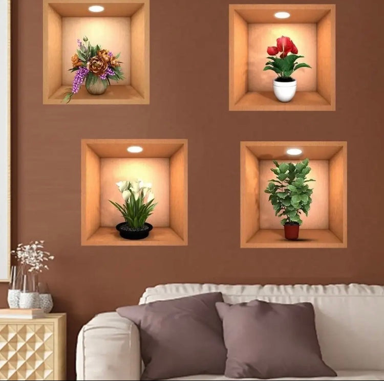 Set Of 3 Potted Plant Wall Sticker - image 3