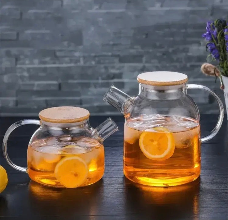 Transparent Glass Teapot With Bamboo Lid - image 2