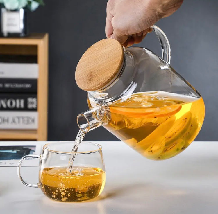 Transparent Glass Teapot With Bamboo Lid - image 3