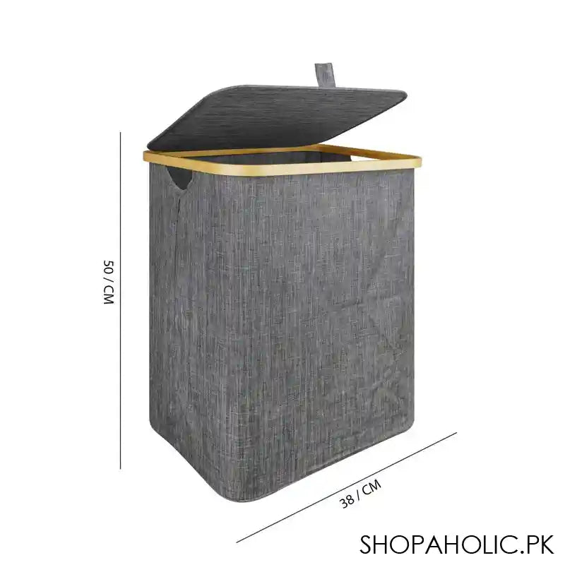 AJF Wooden Laundry Hamper/Basket with Lid, Bathroom Tall Laundry Bin, 19.7in (H) x 15in (W) x 11in (D), Grey, AY-5 - Image 2