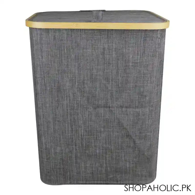 AJF Wooden Laundry Hamper/Basket with Lid, Bathroom Tall Laundry Bin, 19.7in (H) x 15in (W) x 11in (D), Grey, AY-5 - Main Image