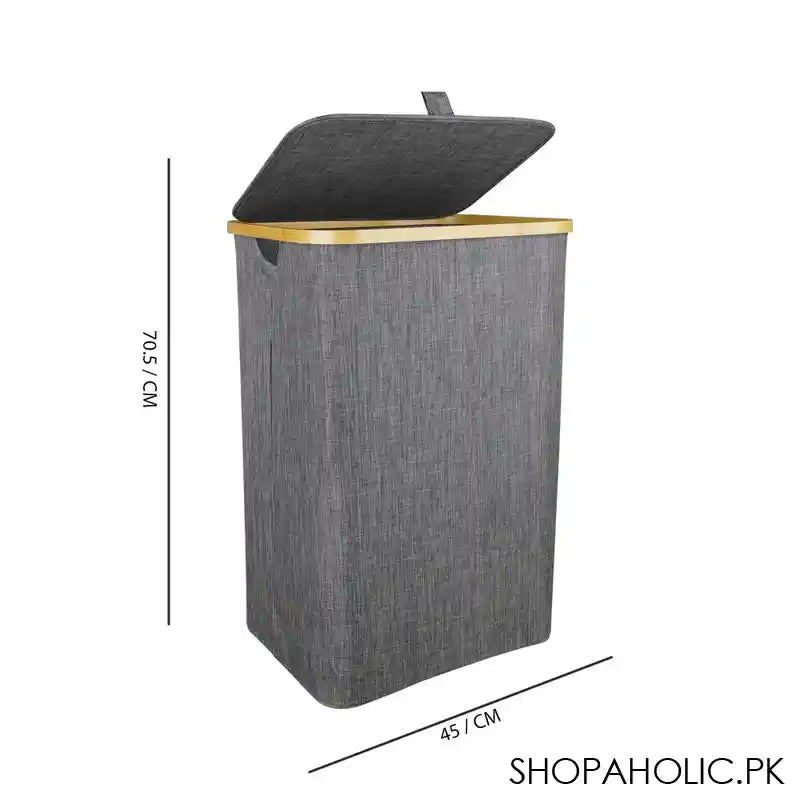 AJF Wooden Laundry Hamper/Basket with Lid, Bathroom Tall Laundry Bin, 27.8in (H) x 17.7in (W), Grey, AY-8 - Image 2