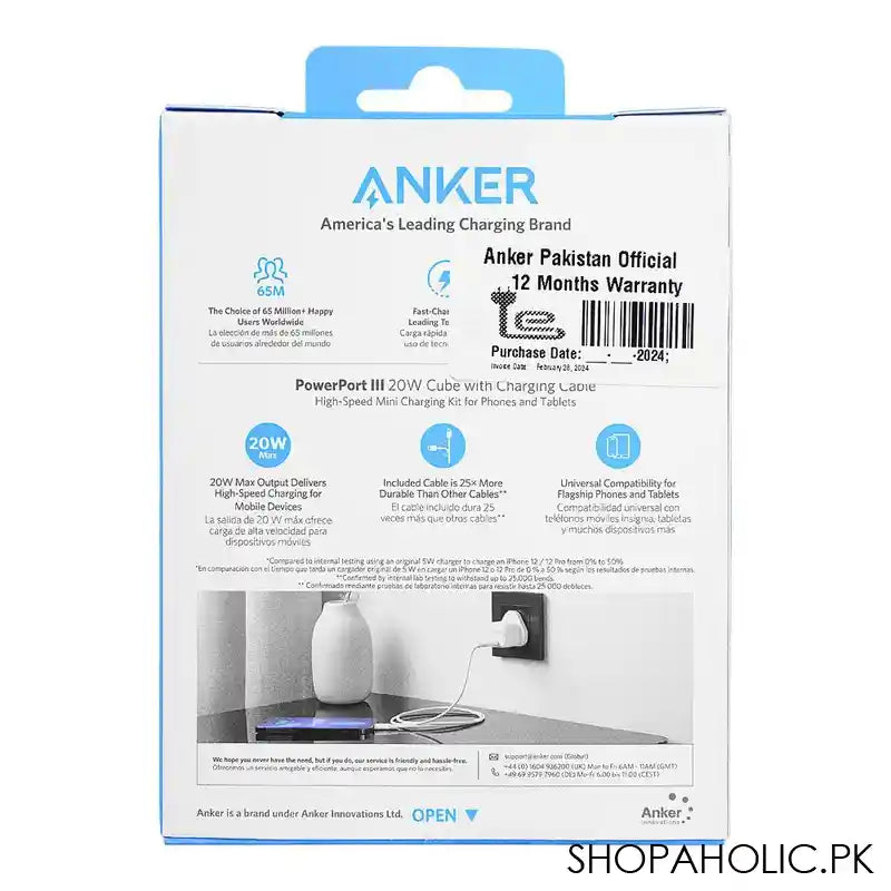 Anker Compact Charger Kit For iPhone, Power Port 20W, Cube White, B2149K21 - Image 5