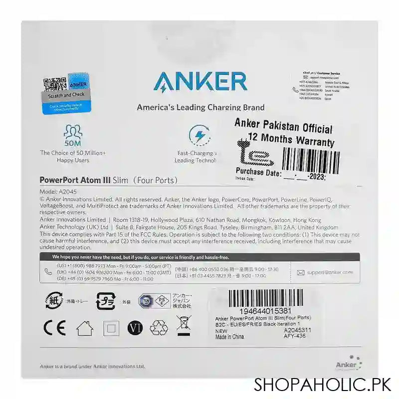 Anker Power Port Atom III Slim Four Ports High-Speed Charger, Black, A2045311 - Image 3