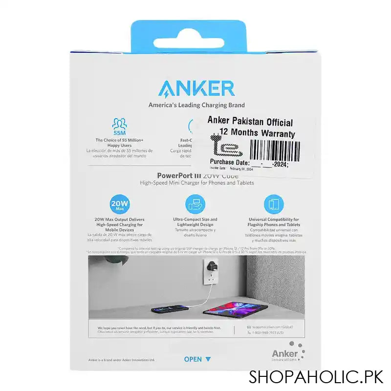 Anker Ultra-Compact Portable Charger, Power Port 20W, Cube Black, A2149K11 - Image 2