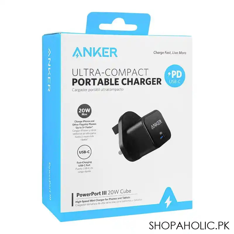 Anker Ultra-Compact Portable Charger, Power Port 20W, Cube Black, A2149K11 - Main Image