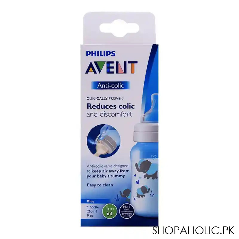 Avent Anti-Colic Feeding Bottle, 1m+, 260ml/9oz, Elephants, SCF821/15 - Image 3