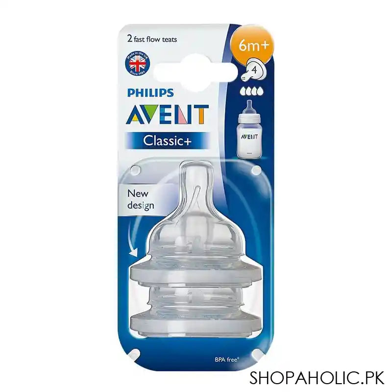 Avent Classic Silicone Teat 2-Pack 6m+ 4-Hole Flow - SCF634/27 - Image 2