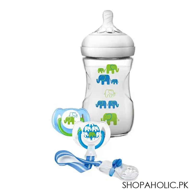 Avent Natural Elephant Design Gift Feeding Set, 260ml/9oz, 1m+, Green, SCD627/13 - Main Image