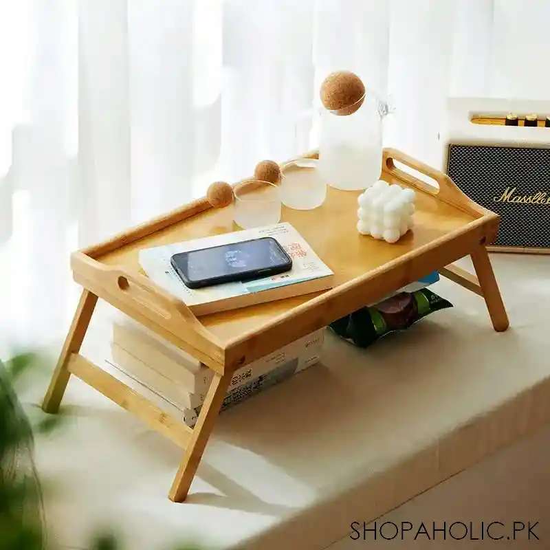 bamboo bed tray table for eating tv breakfast with foldable legs for bedroom main image