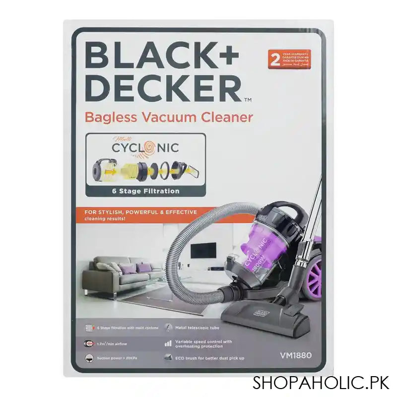 Black & Decker Multi-Cyclonic Bagless Vacuum Cleaner, 1800W, VM-1880 - Image 2