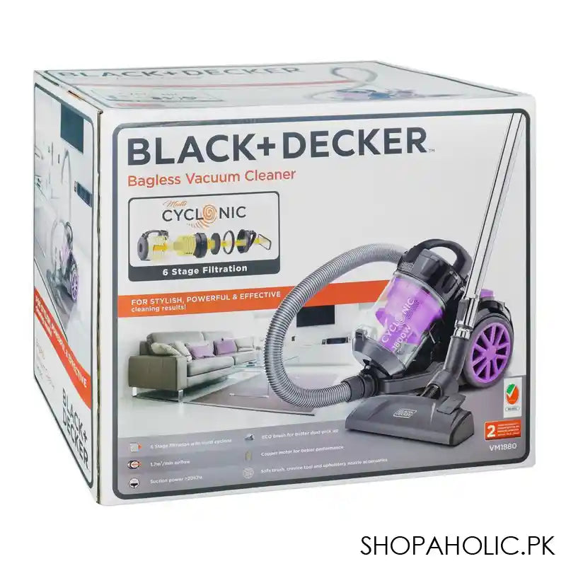 Black & Decker Multi-Cyclonic Bagless Vacuum Cleaner, 1800W, VM-1880 - Image 3