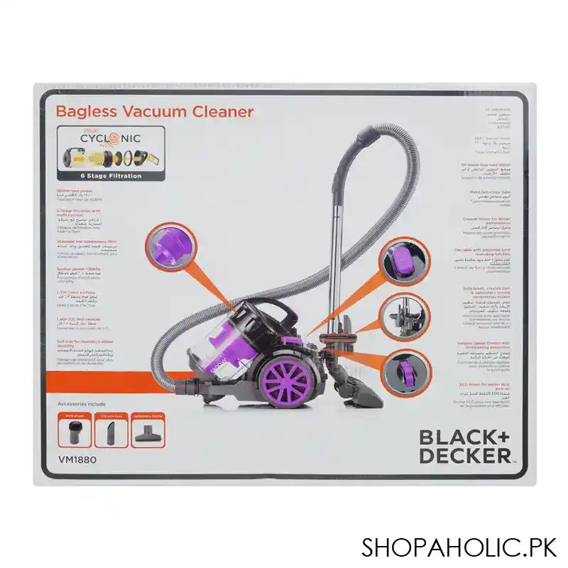 Black & Decker Multi-Cyclonic Bagless Vacuum Cleaner, 1800W, VM-1880 - Image 6