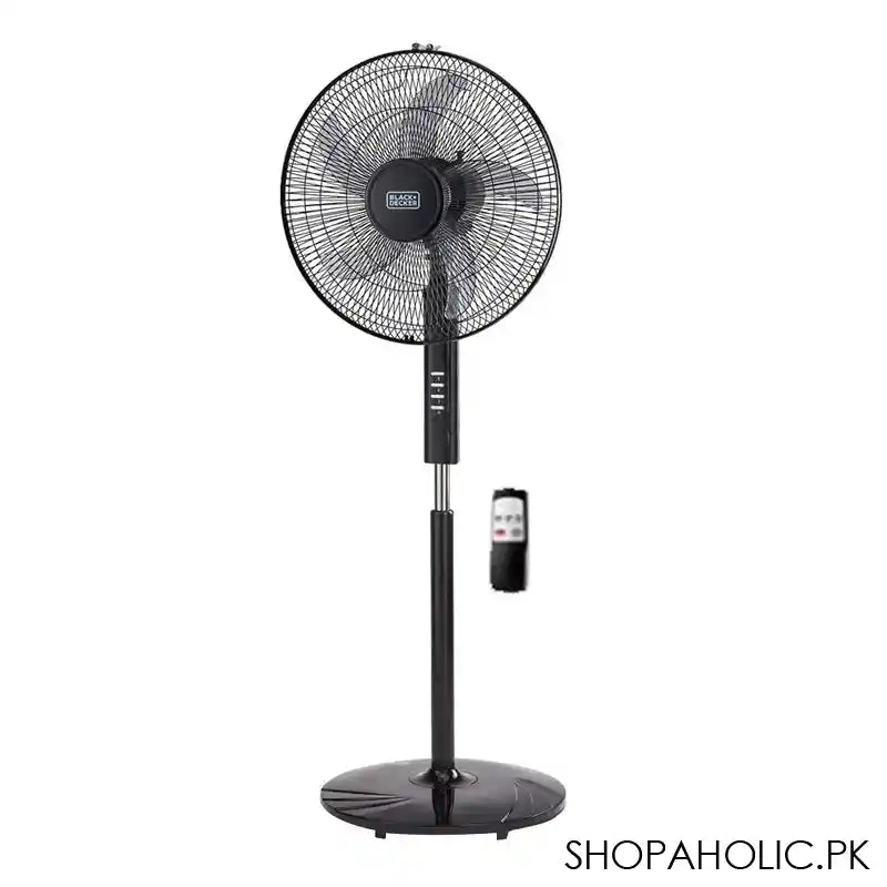 Black & Decker Pedestal Stand Fan With Remote Control, Black, 16 Inches, FS1620R - Main Image