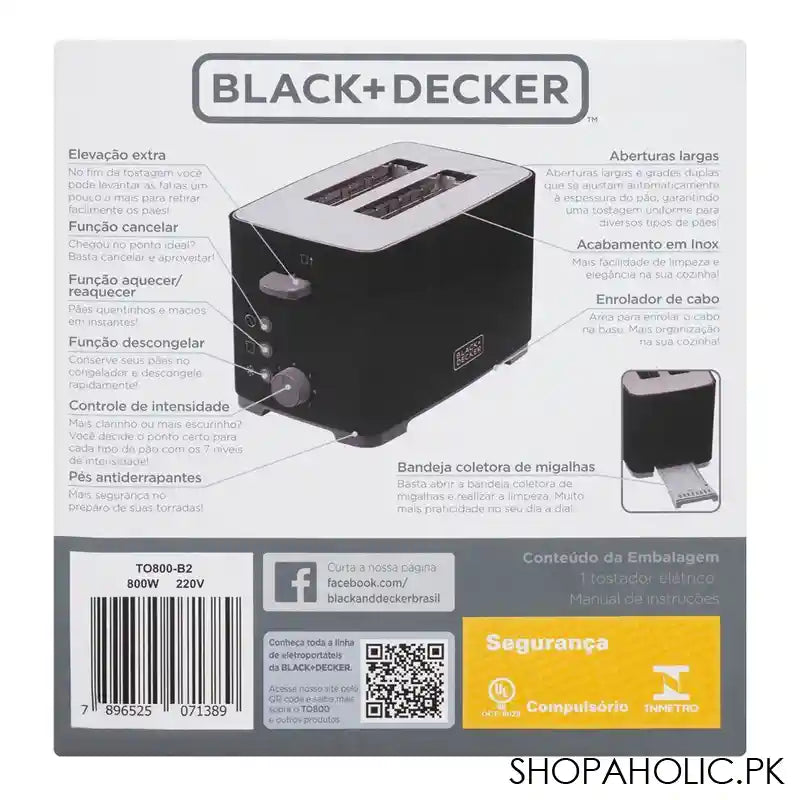 Black & Decker Toaster, 800W, TO-800-B2 - Image 3