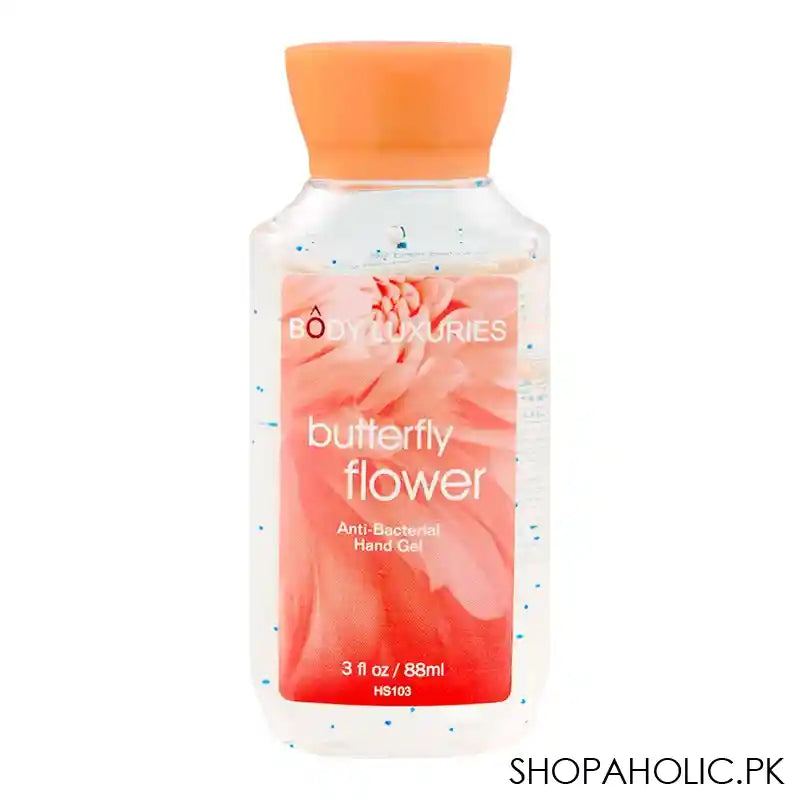 Body Luxuries Anti-Bacterial Hand Gel Sanitizer, Butterfly Flower, 88ml - Main Image