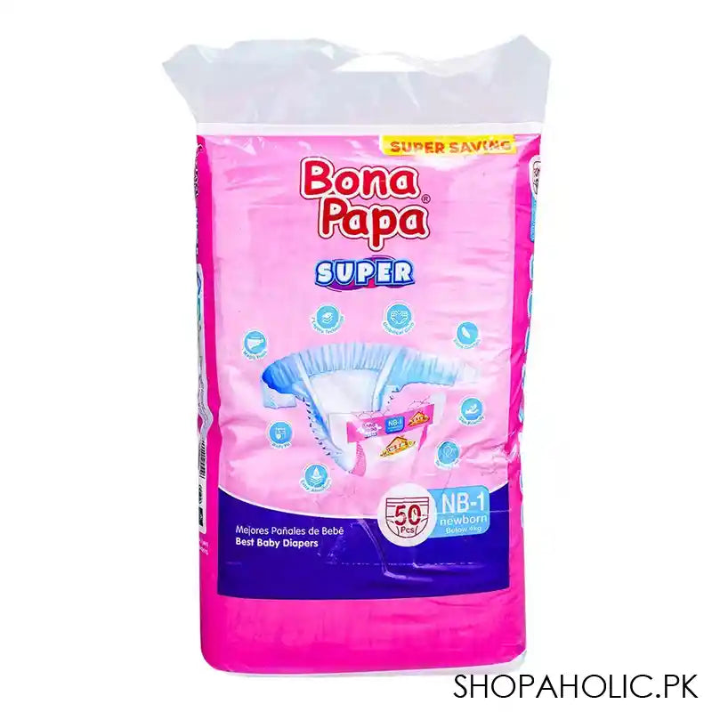 Bona Papa Super Baby Diapers, NB-1 New Born, Below 4 KG, 50-Pack - Main Image