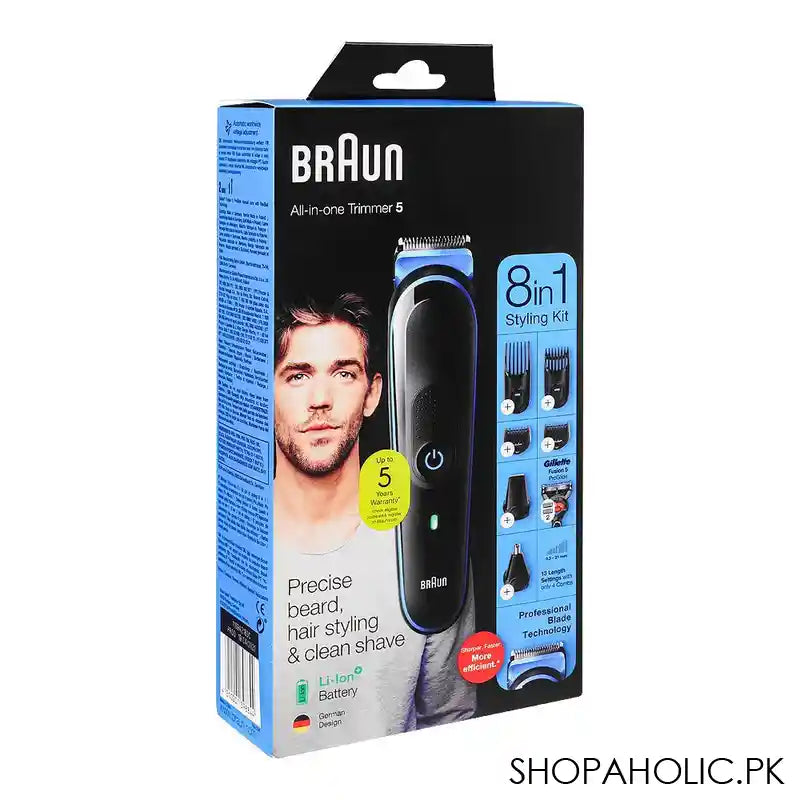 Braun 8 In 1 Wet & Dry Styling Kit For Beard, Body, Face, Ear, Nose, And Hair Trimming, 5 For Face, MGK-5265 - Image 6