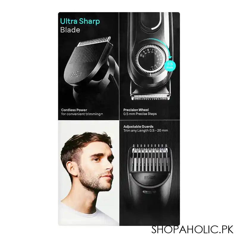 Braun Beard Trimmer 3, Precision Wheel, 3 Styling Tools, 50 mins Runtime, BT-3410 - Image 3