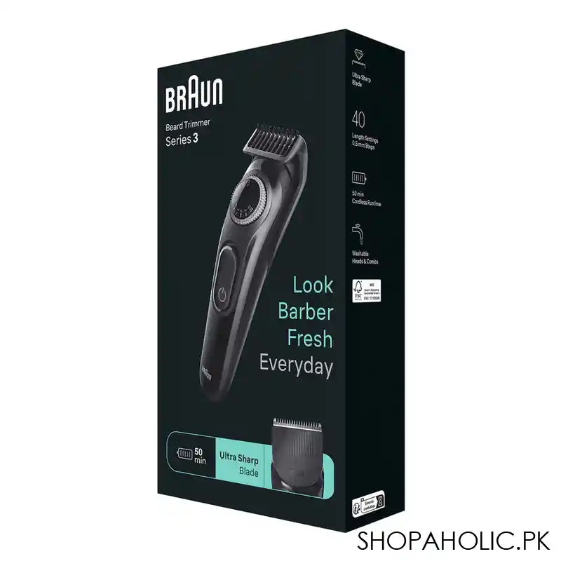 Braun Beard Trimmer 3, Precision Wheel, 3 Styling Tools, 50 mins Runtime, BT-3410 - Image 4