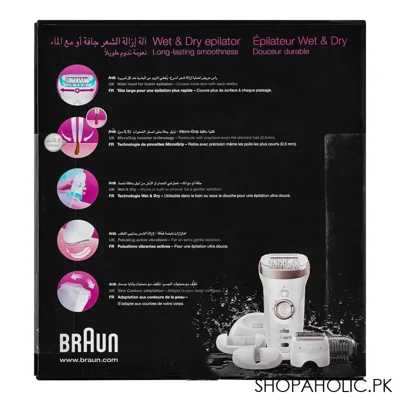 Braun Silk-Epil 9 Legs, Body & Face Epilator, White/Brown, 9-561 - Image 5