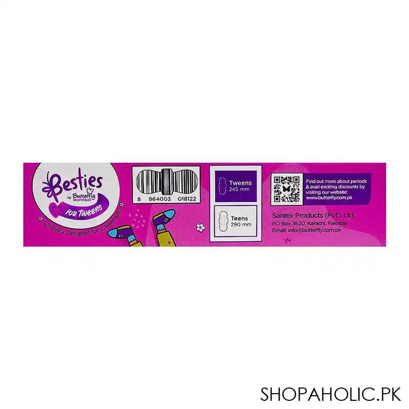 Butterfly Breathables Besties For Tweens Ultra-Thin Sanitary Napkins Regular, Suitable For 10-12 Years, 8-Pack - Image 3