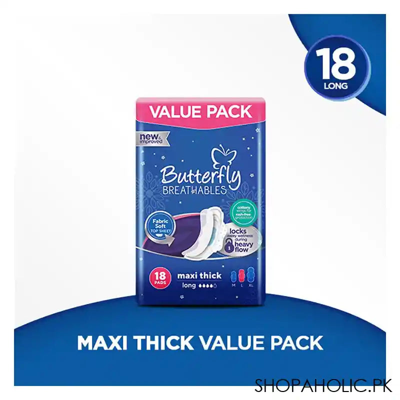 Butterfly Breathables Maxi Thin Pads, Large, 18-Pack - Image 6