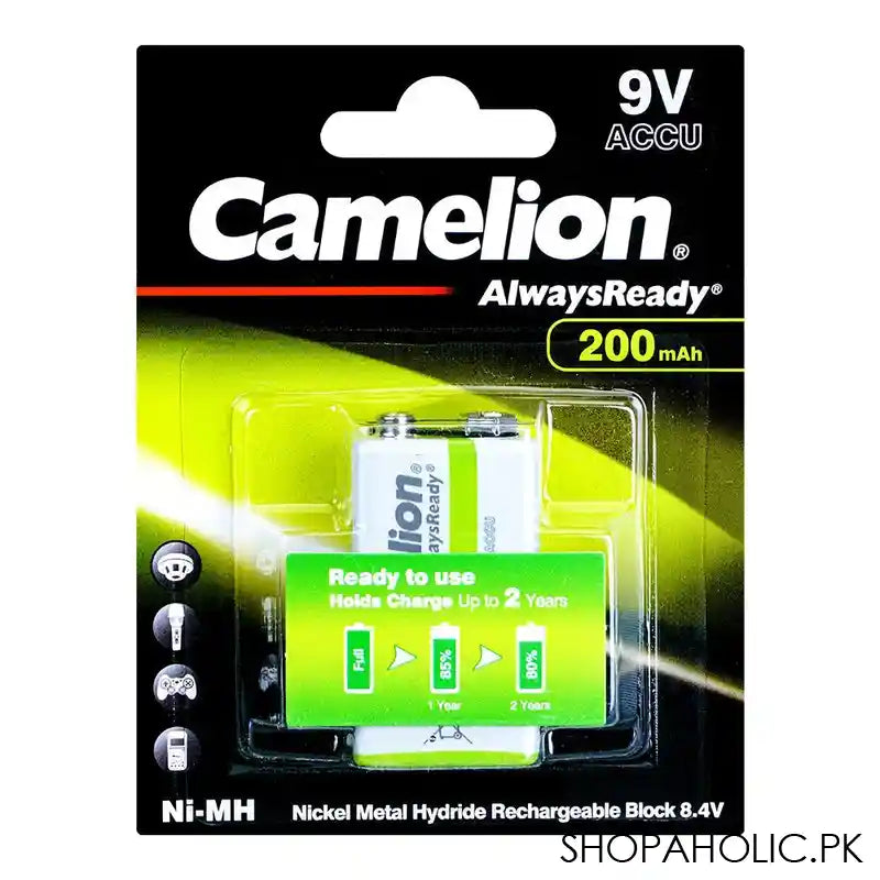 Camelion Always Ready 200mAh Rechargeable 9V, NH-9V200ARBP1 - Image 2