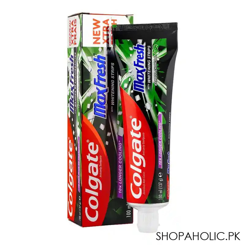 Colgate Max Fresh Bamboo Charcoal With Whitening Strips Toothpaste, 100ml - Main Image