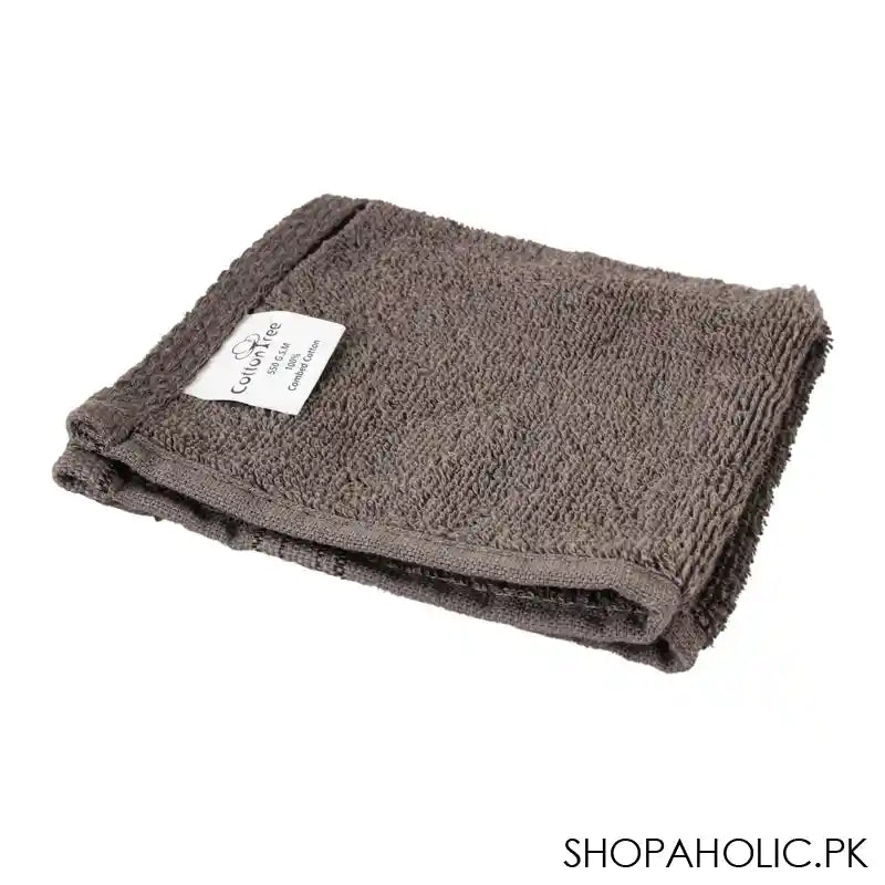 Cotton Tree Combed Cotton Wash Towel, 30x30cm, Dark Grey - Image 2