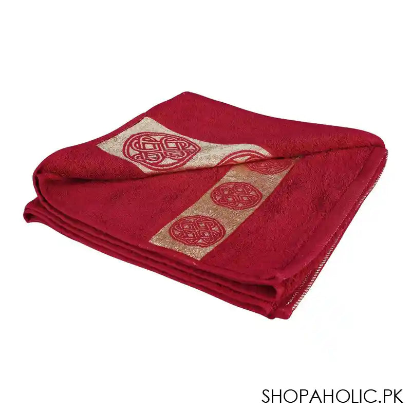 Cotton Tree Jacquard New Fancy Bath Towel, 70x140, Maroon - Main Image