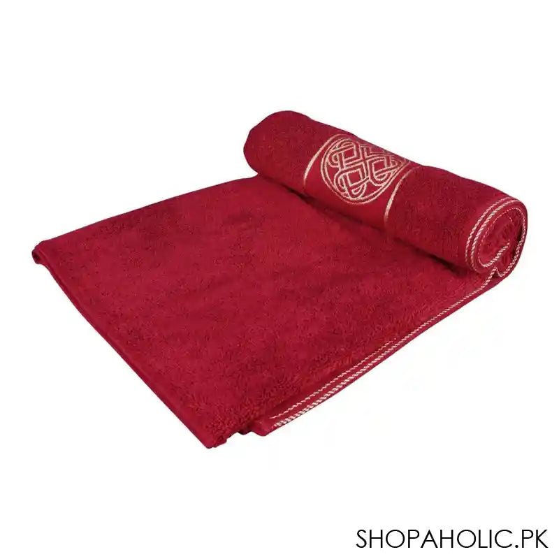 Cotton Tree Jacquard New Fancy Bath Towel, 70x140, Maroon - Image 2