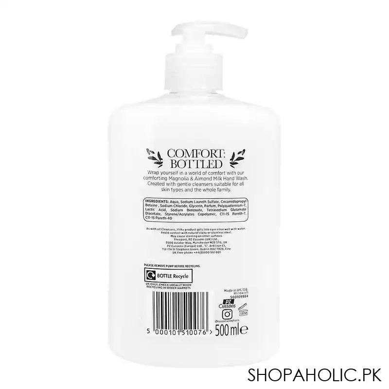 Cussons Creations Comfort Bottled Magnolia & Almond Milk Antibacterial Hand Wash, 500ml - Image 3