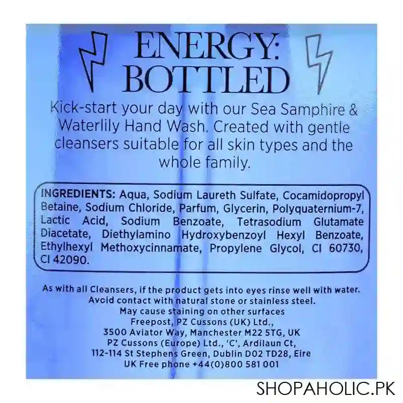 Cussons Creations Energy Bottled Sea Samphire & Water Lily Antibacterial Hand Wash, 500ml - Image 3