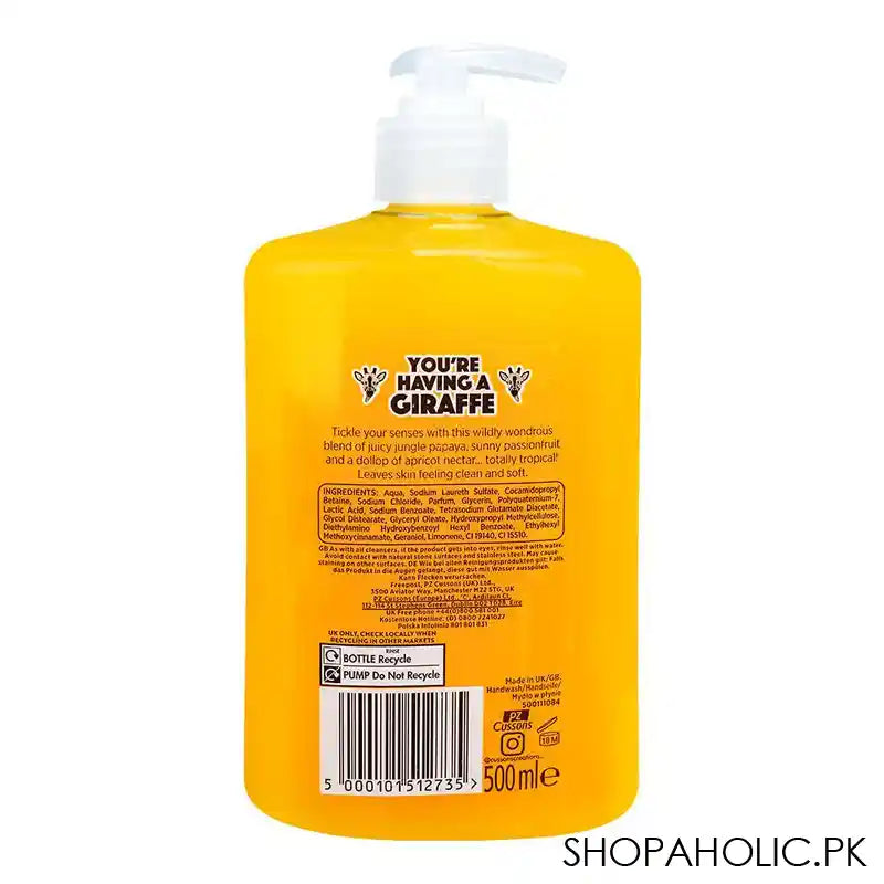 Cussons Creations You're Having Giraffe Apricot & Jungle Papaya Antibacterial Hand Wash, 500ml - Image 2