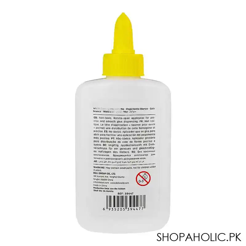 Deli White Glue, Non Toxic, 120ml, E39447 - Image 2