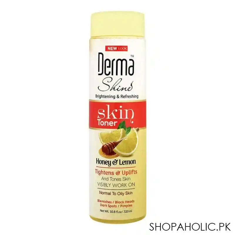 derma shine brightening & refreshing toner, with honey & lemon, normal to oily skin, 295ml main image