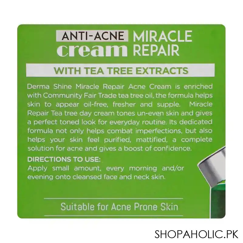 Derma Shine Skin Clear Tea Tree Day & Night Miracle Repair Cream, 50g - Image 2