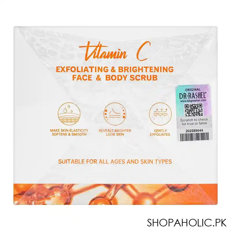 Dr.Rashel Vitamin C Exfoliating & Brightening Face & Body Scrub, Removes Dead Skin & Dark Spots, 250ml - Image 2