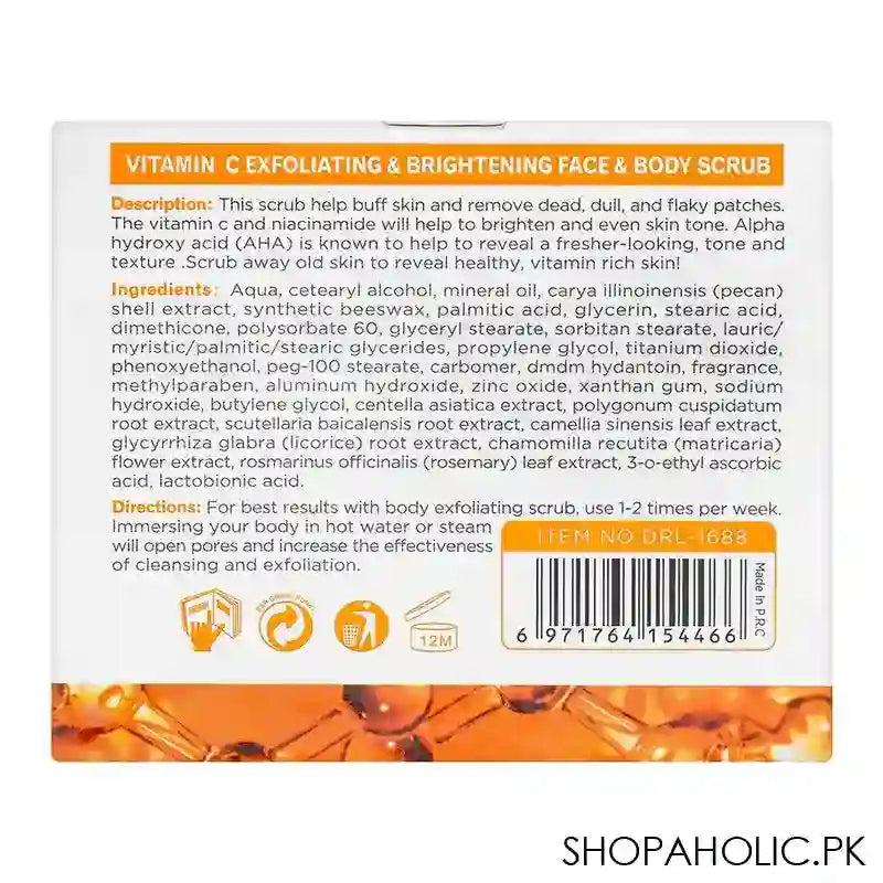 Dr.Rashel Vitamin C Exfoliating & Brightening Face & Body Scrub, Removes Dead Skin & Dark Spots, 250ml - Image 4