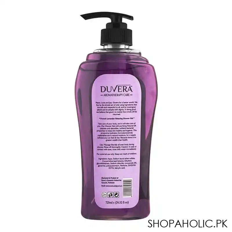 Duvera French Lavender Relaxing Shower Gel, 725ml - Image 3