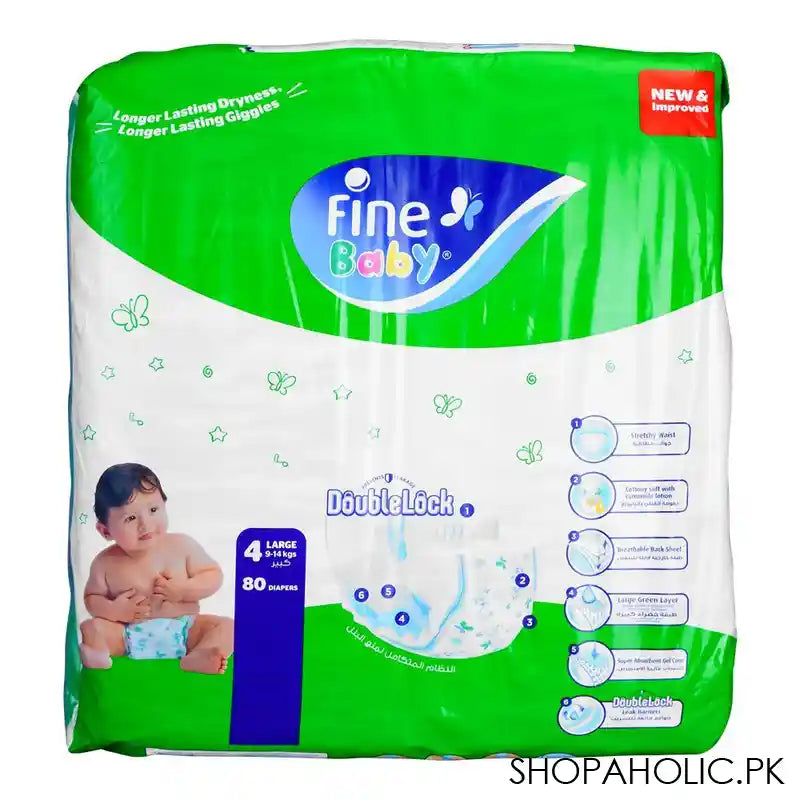 Fine Baby Diapers No. 4 Large, 9-14 KG Mega Pack, 80-Pack - Image 3